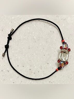 Crystal Accent Black Cord Bracelet